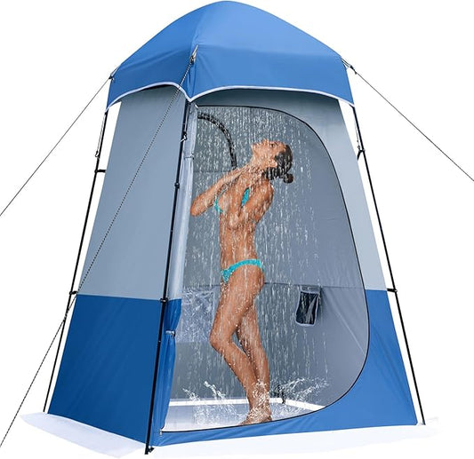 Camping Shower Tent, 7.9 FT Extra Tall Oversize Privacy Tent, Portable Outdoor Bathroom Toilet Tent with Floor, Easy Set Up Privacy Shelter for Dressing, Hiking, Fishing, UPF50+