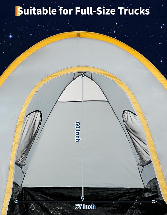 Truck Bed Tent with Awning Pickup Truck Tent for 5–8.2 ft Bed Waterproof PU3000 Oxford Camping Tent Portable Truck Camper for Chevy Silverado 1500 F150 Ram 1500