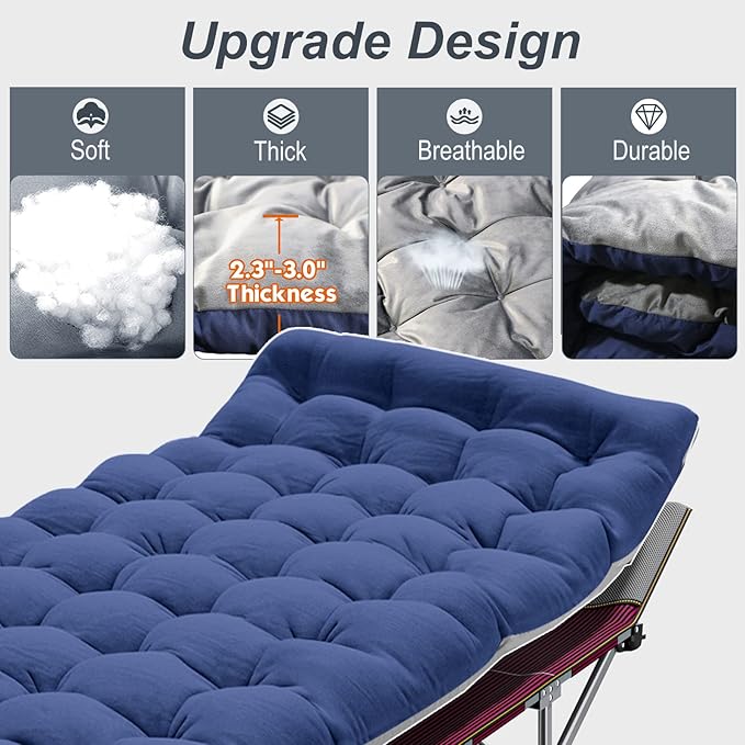 ABORON Camping Cot for Adults, Folding Sleeping Cot with Mattress, 500 lb Capacity Heavy Duty Outdoor Folding Sleeping Bed, Portable Cot Bed for Camping, Indoor Guest Use, Home & Travel