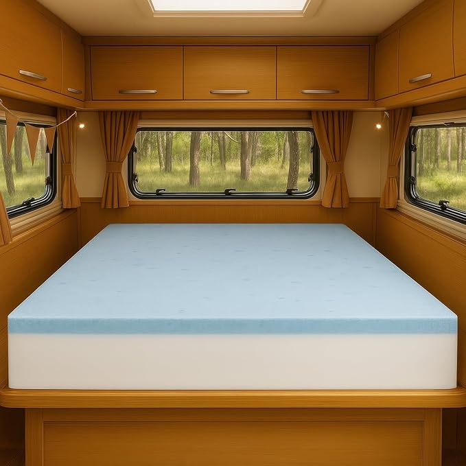 Foamma 6” x 34" x 75", Medium Firm with Gel Memory Foam (No Cover), Mattress Replacement Topper for RV Bunk, Camper, Truck & Travel Trailer, Back Support, CertiPUR-US Certified, Made in USA
