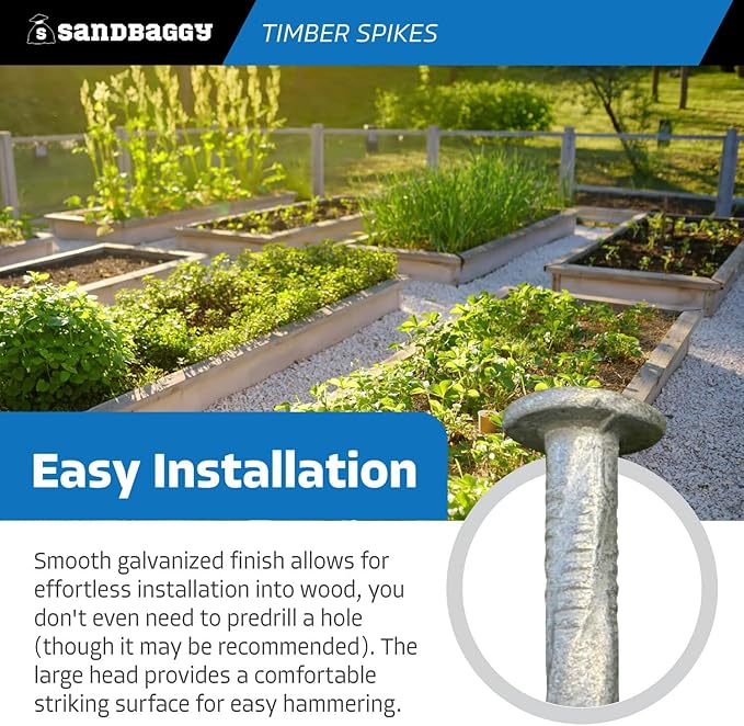 Sandbaggy 6" Spiral Landscape Timber Spikes - Galvanized Steel Nails - Landscaping Stakes, Artificial Turf Pins - 3 Gauge Steel (Metal, 100)
