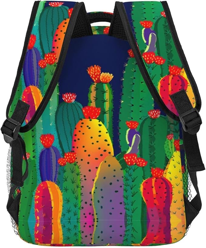 Rucksacks Lightweight Multipurpose Anti-Theft Wilder California Prickly Pear Colorful Cactus Art Shoulder Bag Big Capacity Laptop Book Bag Rucksack With Padded Straps
