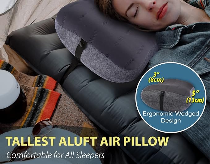 TREKOLOGY Backpacking Pillow Inflatable Pillow for Camping Inflatable Camp Pillow Blow Up Air Pillows for Sleeping Hiking Pillow - ALUFT Pro