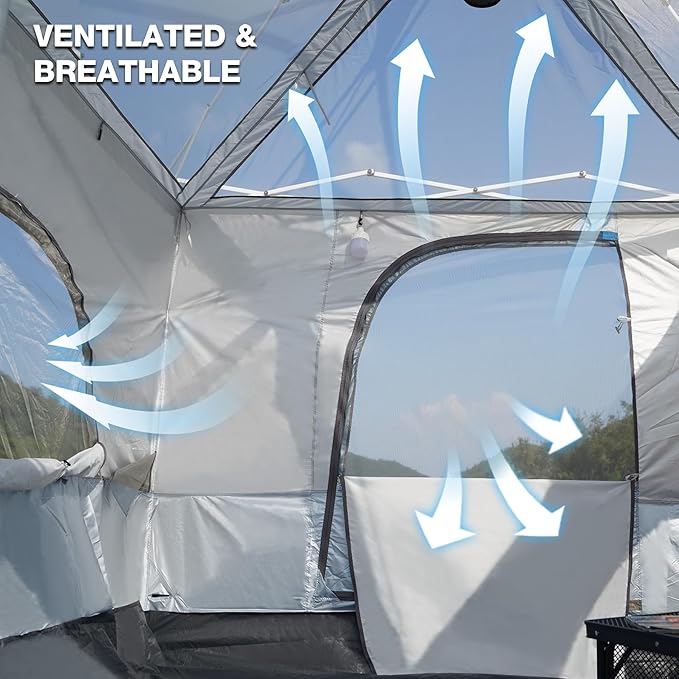 REDCAMP Canopy Camping Tent for Pop Up Canopy Tent, Inner Tent Converts Straight Leg 10'x10' or 10'x20' Canopy into Camping Tent, Fits 4-6 Person(Frame/Shelter NOT Included)