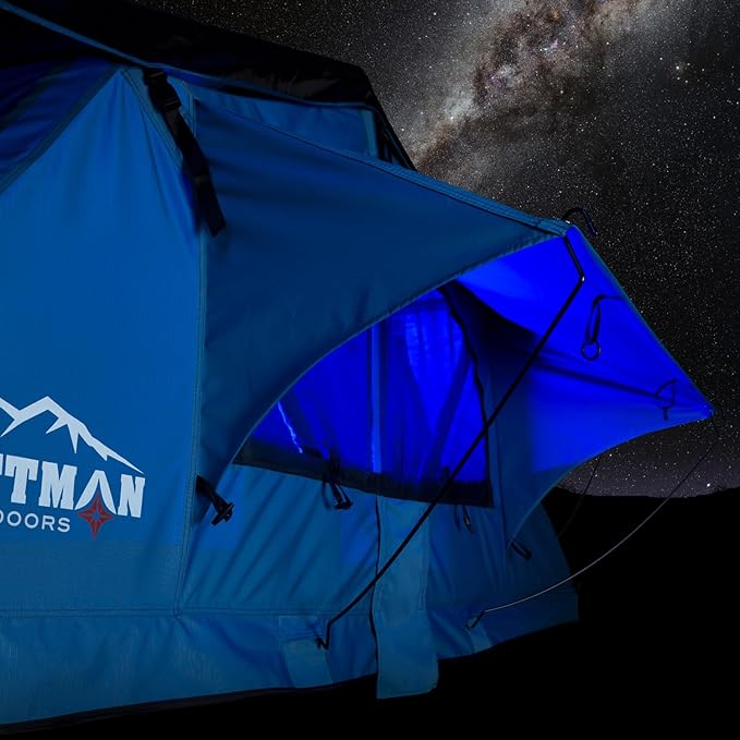 Pittman - 3+ Person Rooftop Tent - RTT Roof Top Tent for Truck Camping or Overlanding - Softshell Side Open Design with Telescopic Ladder for Easy Access - Waterproof - 1.9 Max