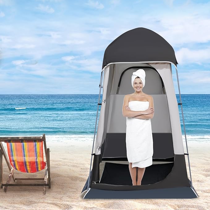 Shower Tent for Camping Outdoor Privacy Tent 63 * 63 * 94.5" Spacious Camping Changing Tent Dressing Room Portable Toilet Tent Camping Privacy Shelter Instant Outdoor Rain Shelter (Coffee Brown)