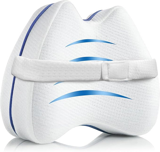 QISHFEN Knee & Leg Pillows Foam Support Pillow for Sleeping for Back Pain,Leg Pillow for Sleeping On Side, Memory Foam Cushion Knee Support Pillows,Pregnancy Pillow Removable (with Strap)