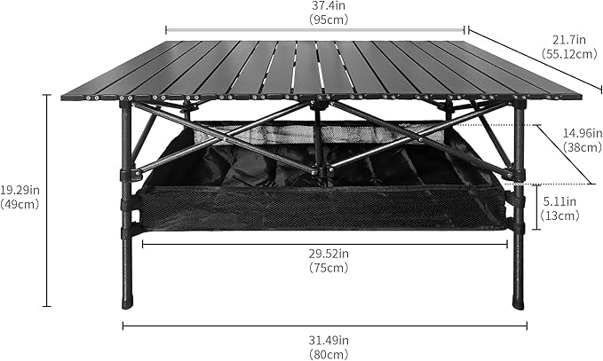 Lightweight Foldable Camping Table - Portable Low Picnic Folding Table for Outdoor, Backyard, Beach, BBQ, Picnic & Patio, Compact Roll-Up Design with Carry Bag
