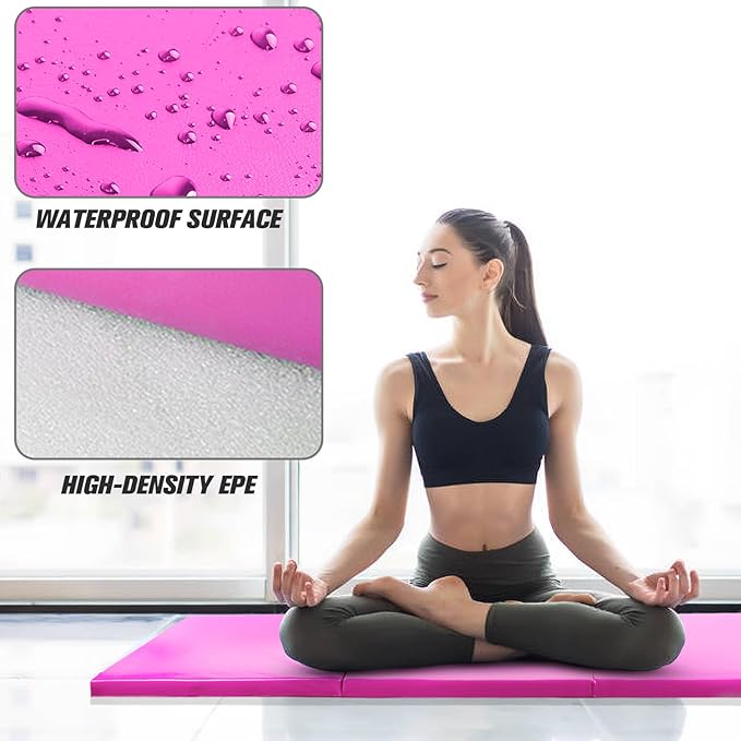 RitFit Upgraded Folding Exercise Mat, 2 Inch Thick Gymnastics Mat 3’x6’,4’x8’,4x10’,2'x8' with Carrying Handles for Yoga, MMA, Stretching, Core Workouts and Home Gym Protective Flooring