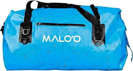 Malo’o Waterproof Dry Duffel, Heavy-Duty Roll Top Waterproof Gear Bag with Shoulder Strap & Molle Loops, Marine Duffel for Kayaking, Boating, Camping, Beach & Travel, Blue, 40L