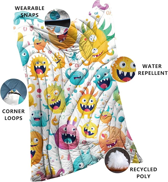 Camping Blanket,Puffy Printed Camp Blankets Lightweight Packable for Outdoor Camping,Traveling, Stadium, Hiking, Picnics