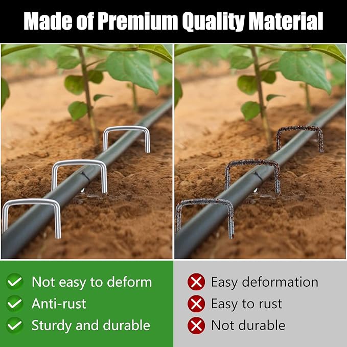 FEED GARDEN 6 Inch 1000 Pack Galvanized Landscape Staples 11 Gauge Anti-Rust Garden Stakes Landscaping Fabric SOD Pins Yard Stakes for Weed Barrier Fabric