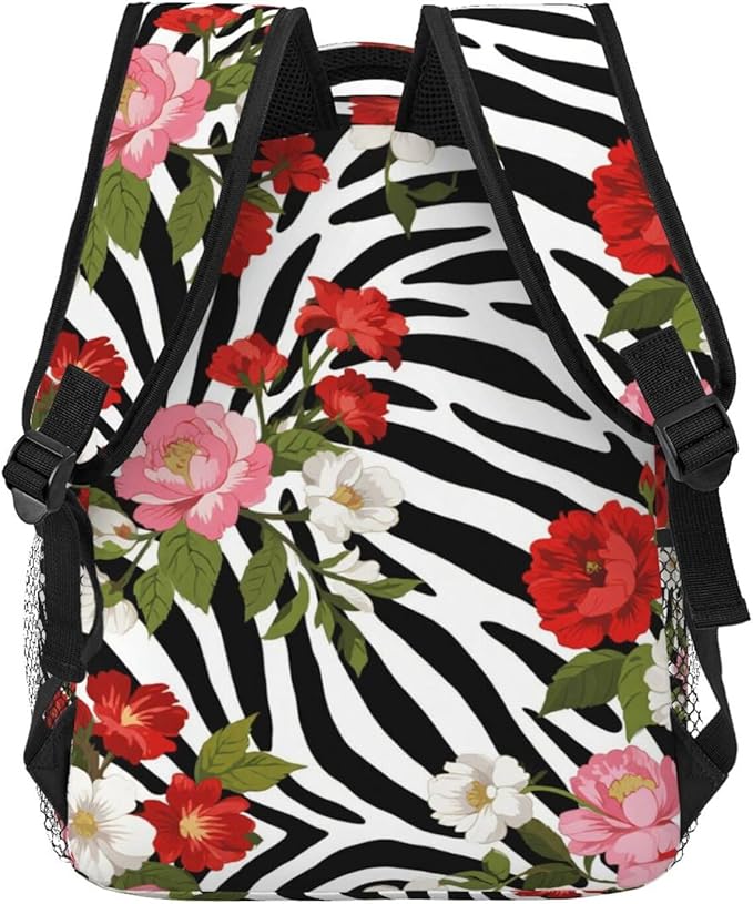 Rucksacks Multipurpose Anti-Theft Big Capacity Bookbag, Cheetah Leopard Print Floral Pattern White Travel Hiking Camping Rucksack With Padded Straps