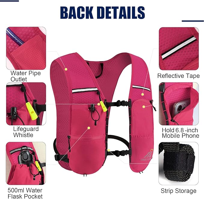 Running Vest for Women & Men, 6L Hydration Backpack with 2L Water Bladder, Lightweight Water Backpack for Trail Running, Marathon, Hiking, Cycling, Jogging, Adjustable Fit