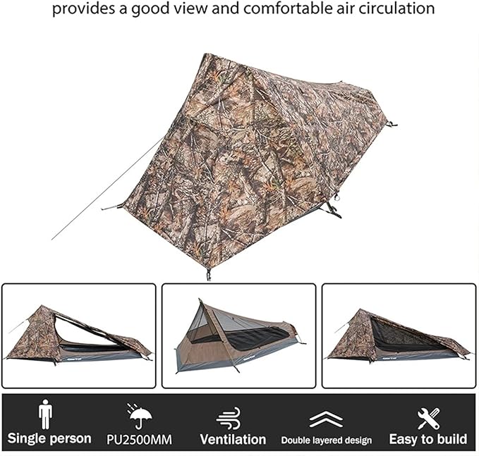 4-Season Ultralight Single Person Tunnel Tent - Waterproof Hiking Backpacking Sleeping Bag Camping Travel Shelter