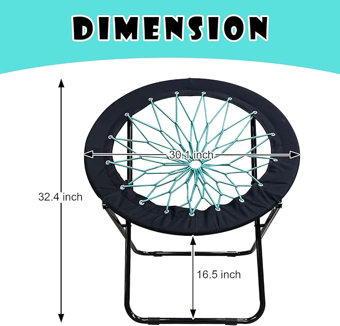 Bungee Chair Portable Foldable, Dish Chair Bunjo Game Chair for Outdoor and Indoor and Camping and BBQ (Black)