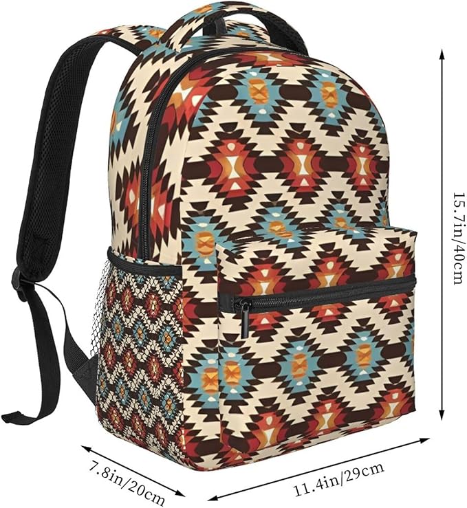 Rucksacks Multipurpose Anti-Theft Big Capacity Bookbag, American Native Pattern Travel Hiking Camping Rucksack With Padded Straps