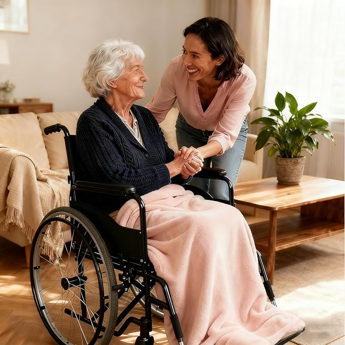 SNZ Cozy Wearable Blanket for Women & Men - 60"x33" Fleece Poncho, Warm Office Chair Lap Blanket, Travel, Camping & Home Wrap - Comfy Poncho Throw - Gift for Mom, Elderly