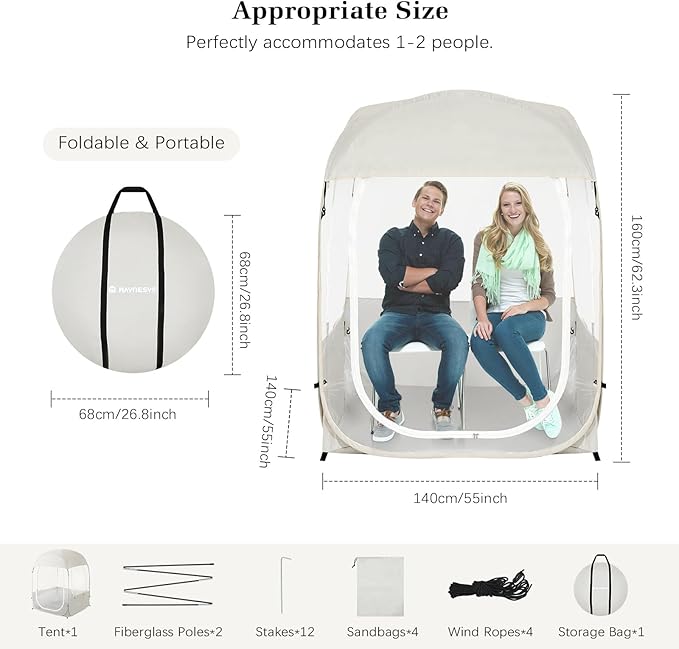 Sports Tent, Portable & Foldable Pop Up Tents Shelter with Carry Bag, Instant Weather Proof Clear View Bubble Tent for Fishing, Camping, Watching Sports Events