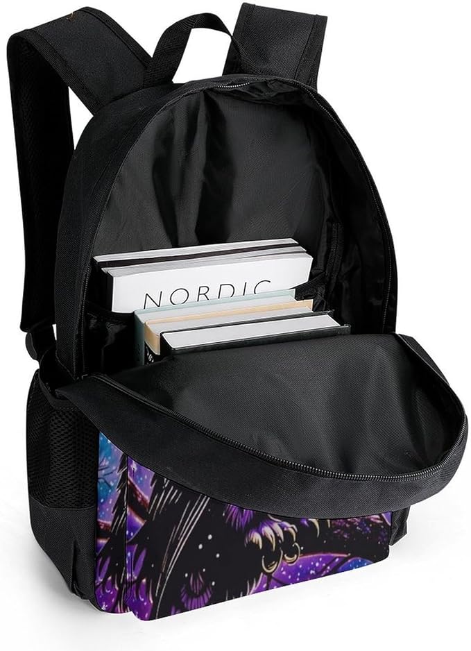 Men Women Lightweight Galaxy Owl Casual Daypack Big Capacity Bookbag With Padded Straps for Gym Travel Walking Cycling