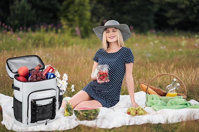 Insulated Cooler Backpack, 40L Leakproof Backpack with Double Compartments for Men & Women, Large Lunch Cooler for Camping, Beach, Travel, Picnic, Up to 48 Cans
