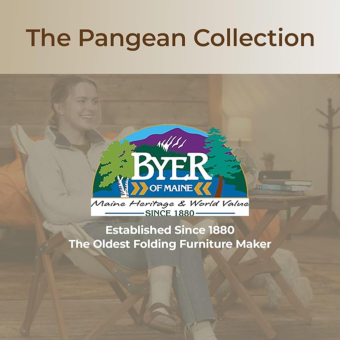 BYER OF MAINE Pangean Folding Wooden Side Table – 22" L x 20" W x 20" H, Folding Ash Wood Table for Patio, Porch, Balcony, Camping & Garden Use