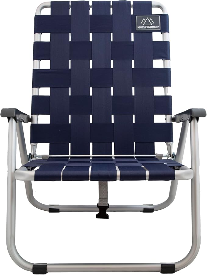 MOUNTAIN SUMMIT GEAR Low Webbed Beach Chair with Backpack Straps - Portable Lightweight Seating for Outdoor Adventures, Beach Days and Camping by Caddis Sports