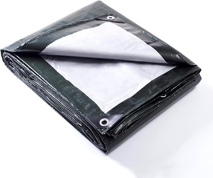 GUARD SHIELD Tarp 6x8 Feet Waterproof Green/Silver Tarps 8Mil Multi Purpose UV Resistant Cover for Outdoor,Camping,Tent,Boats