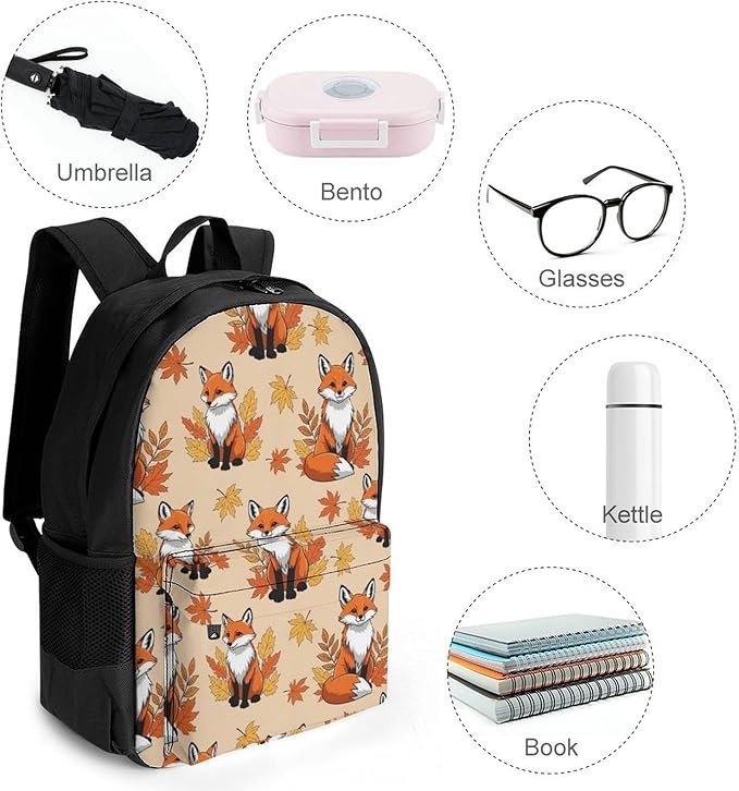 Casual College Daypack Fox Art Multipurpose Business Travel with Large Capacity Rucksack for Men Women