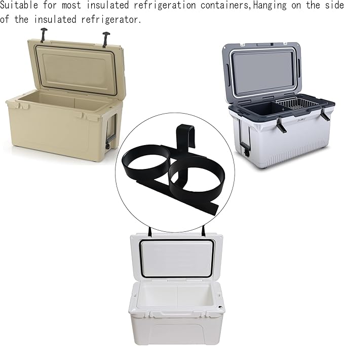 Cooler Cup Holder, Compatible with Most Coolers, Biforous Cooler Beverage Holder, Cooler Accessory（Black Metal ）
