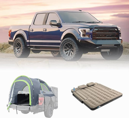 JOYTUTUS Truck Tent with Rainfly 5.5Ft-6Ft + Truck Bed Air Mattress