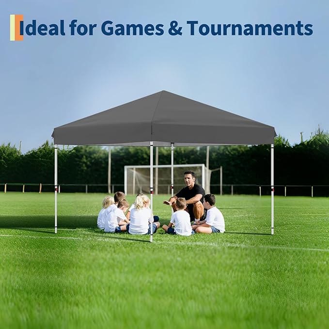 10x10 Pop Up Canopy Tent Outdoor Canopy with 4 Removable Sidewalls One-Person Set Up Heavy Duty Commercial Instant Tent Shelter-Gray