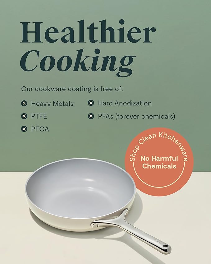 Caraway Nonstick Ceramic Mini Fry Pan (1.05 qt, 8") - Non Toxic, PTFE & PFOA Free - Oven Safe & Compatible with All Stovetops (Gas, Electric & Induction) - White