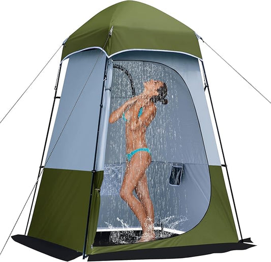 Camping Shower Tent, 7.9 FT Extra Tall Oversize Privacy Tent, Portable Outdoor Bathroom Toilet Tent with Floor, Easy Set Up Privacy Shelter for Dressing, Hiking, Fishing, UPF50+