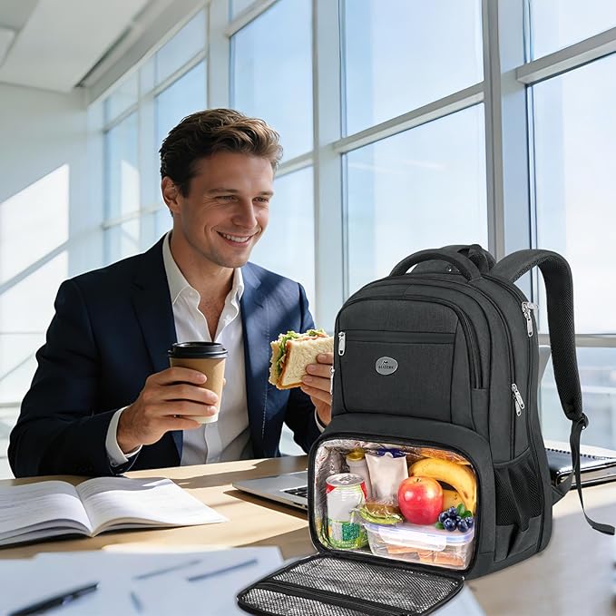 MATEIN 18 Inch Backpack for Men, Extra Large Work Backpack with Lunch Compartment, Water Resistant Insulated Cooler Computer Bag, Sturdy Padded Carry On Laptop Daypack for College Travel