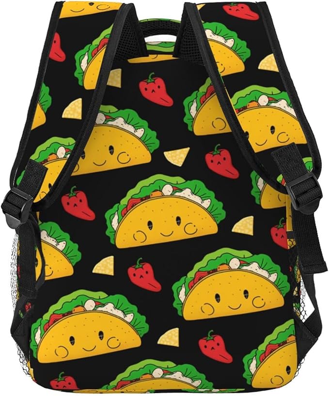 Men Women Lightweight Taco Tuesday Party Casual Daypack Big Capacity Bookbag With Padded Straps for Gym Travel Walking Cycling