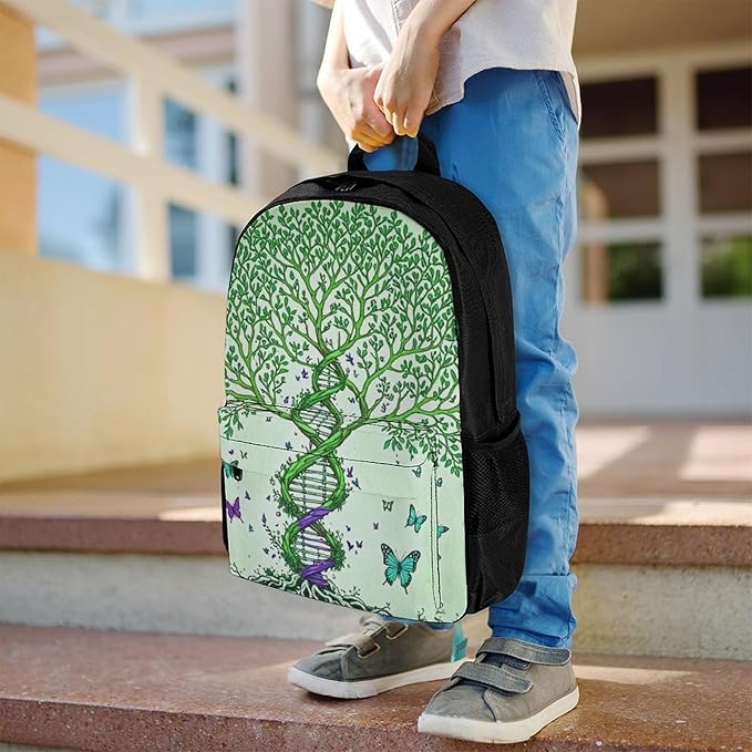 Supdreamc Rucksack Anti-Theft Multipurpose Large Capacity Carry On Bag, Dna Tree Of Life Art Travel Hiking Bag Day Pack With Side Pockets