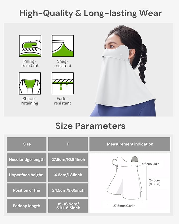 BENEUNDER UV Sun Protection Face Cover/Neck Gaiter Scarf UPF50+ Breathable Cooling for Summer Outdoor Activities Reusable