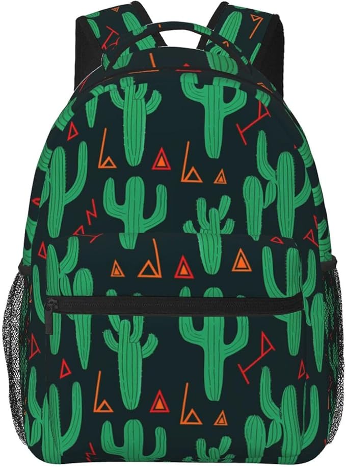 Lightweight Rucksacks for Climbing Outdoors Walking Cycling, Large Capacity Anti-Theft Multipurpose Carry On Bag, Green Cactus Camping Outdoor Backpack