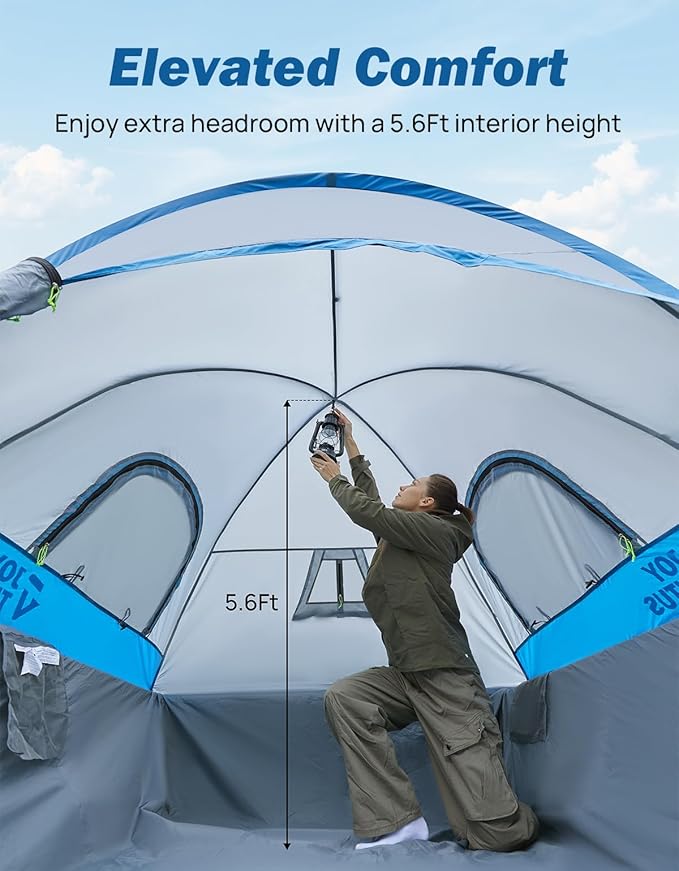 JOYTUTUS Truck Tent, Portable Truck Bed Tent with Rainfly, Truck Tent for 5.0'-5.2' with Aluminum Pole, Waterproof PU2000mm Double Layer for 2 Person - Blue