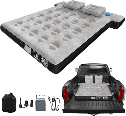 Umbrauto Truck Air Mattress for 5.5-5.8ft Full Size Truck Bed, Inflatable Pickup Airbed with Wireless Rechargeable Pump for Outdoor Travel