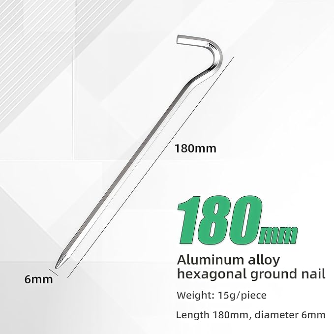 15pcs Tent Stakes, 7 Inch Aluminum Alloy Tent Pegs Tarp Camping Stakes Garden Edging Fence Hooks, Landscape Pins for Outdoor Camping, Gardening, Hiking