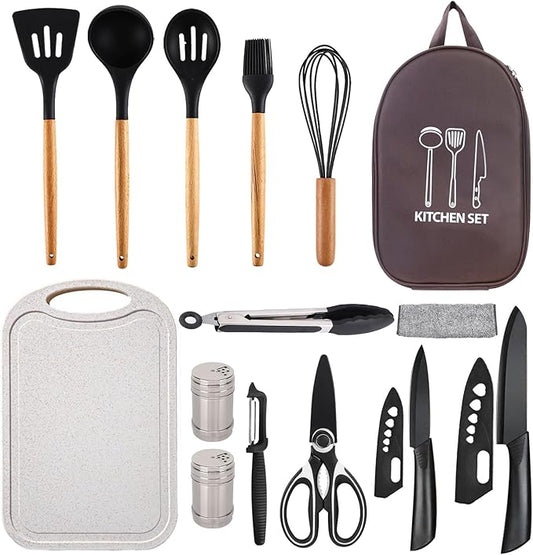 Silicone Camping Cooking Set Car Camping Essentials Cooking Kitchen Set, RV Camping Cookware Must Haves Gifts Camping Cooking Essentials, Camp Cooking Set for Travel Hiking Picnic