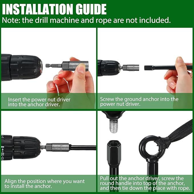 Gisafai 6 Pcs 30 Inch Long Ground Anchors Spiral Blade Earth Shed Anchor Kit Heavy Duty Tent Trampoline Hook 12 mm Thick Metal Swing Set Wind Stake for Mobile Home Canopies (Black)