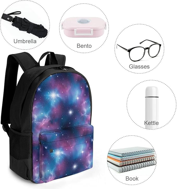 Sporty Travel Hiking Rucksack Gym Outdoor Bag Purple Blue Galaxy Daypack Backpack Men Women