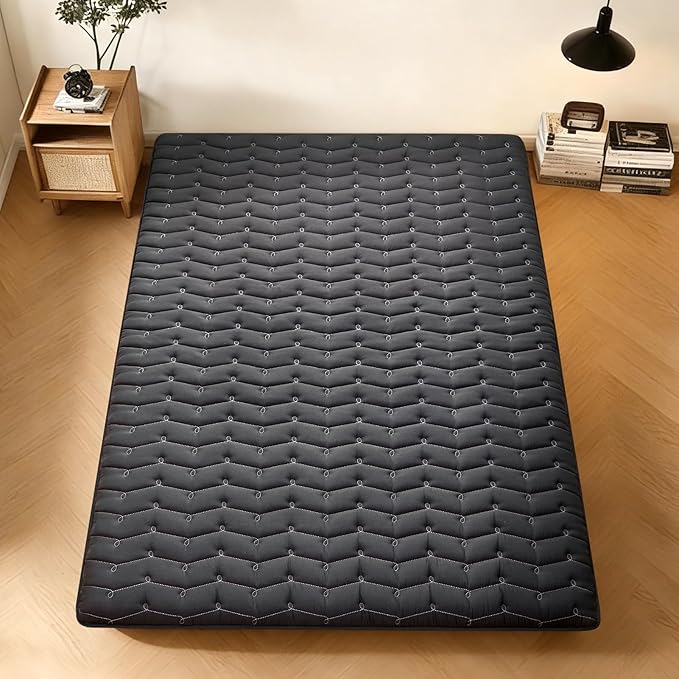 Premium Foam 3.2" Thick Japanese Futon Floor Mattress - Twin Size 39"x80" 100% High-Density Foam,Comfortable Sleeping Pad,Tatami Mat for Dorm,Bedroom or Guest Room，Boys Girls Dormitory Pads(Black)
