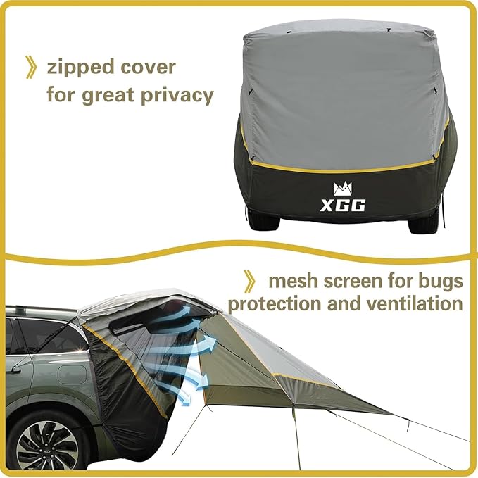 SUV Tent Car Awning, UPF 50++ with Portable Waterproof Storage Bag, Tear-Resistant, Large Space, Good Vision, Smooth Ventilation, Suitable for Outdoor Beach Camping Auto Canopy Shade…