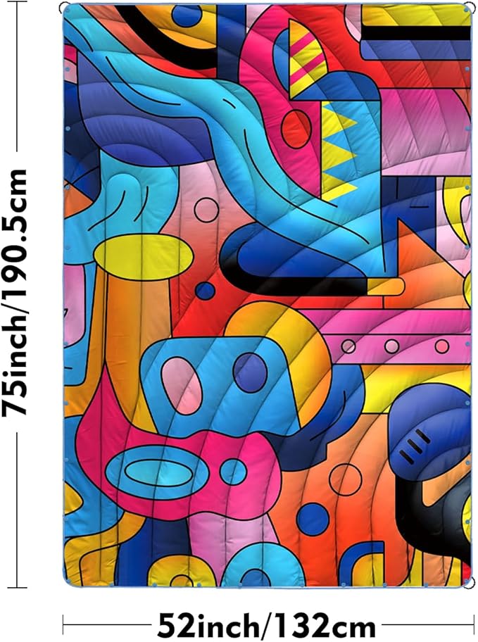 Camping Blanket,Puffy Printed Camp Blankets Lightweight Packable for Outdoor Camping,Traveling, Stadium, Hiking, Picnics