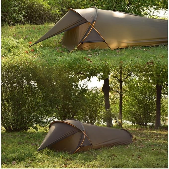 Ultralight Single Person Bivy Tent for Camp 1 Person 3 Season Waterproof Single Person Backpacking for Camping Hiking Backpack Bivy Tent Ultralight 2.2LBS 15D SIL-Coated Nylon PU3000MM