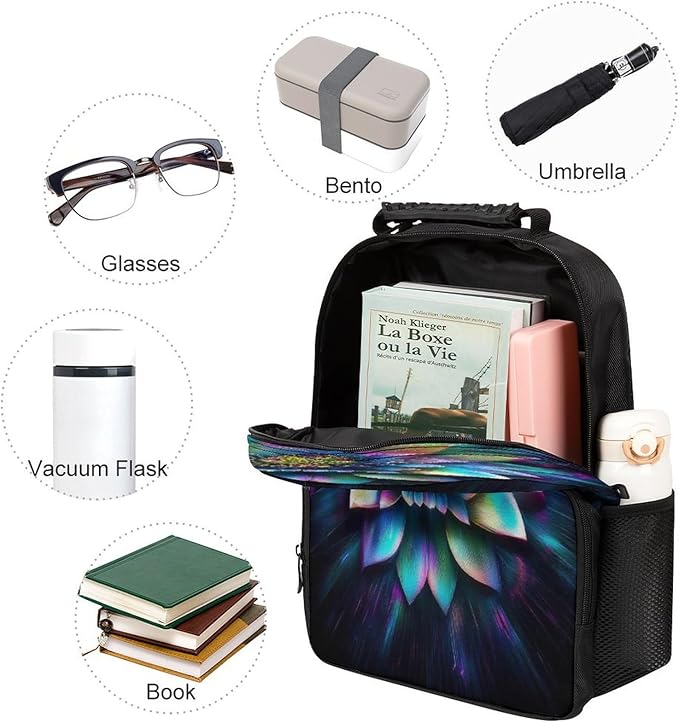 Rucksacks Lightweight Multipurpose Anti-Theft Trippy Lotus Floral Flower Shoulder Bag Large Capacity Business Computer Bag With Smooth Zippers